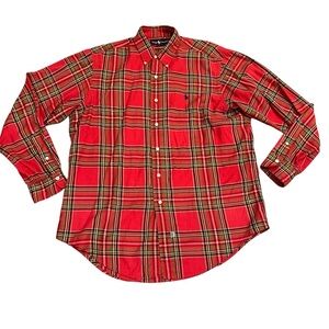 Ralph Lauren Plaid Casual Button Down Shirt Red Men’s Size Large